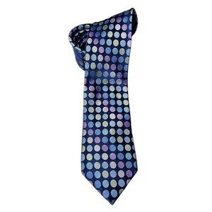 Michael Kors Men's Multi Polka Dot Printed Silk Blue Long Necktie